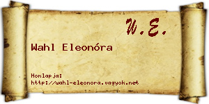 Wahl Eleonóra névjegykártya